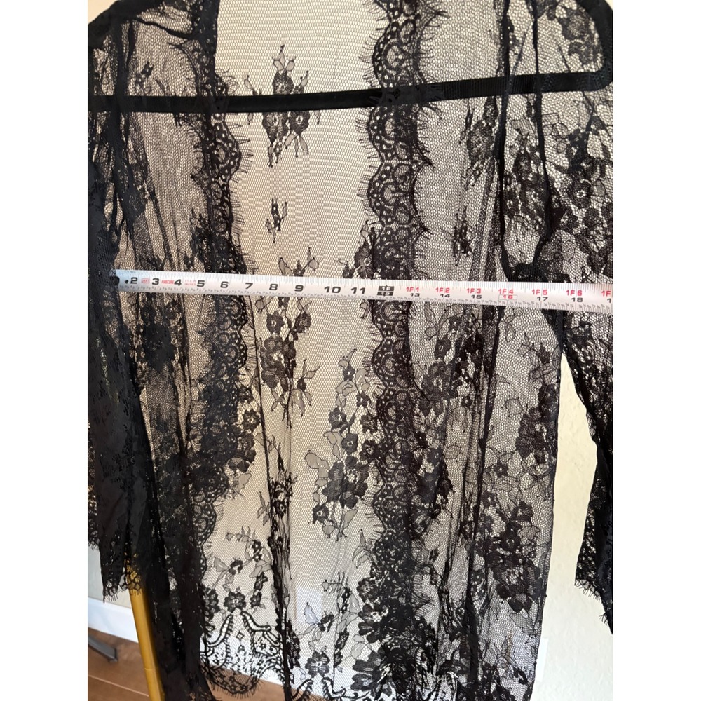 Black Floral Lace Kimono Sheer XS-S Dark Romanic Indie Whimsigoth Goth - Picture 3 of 4